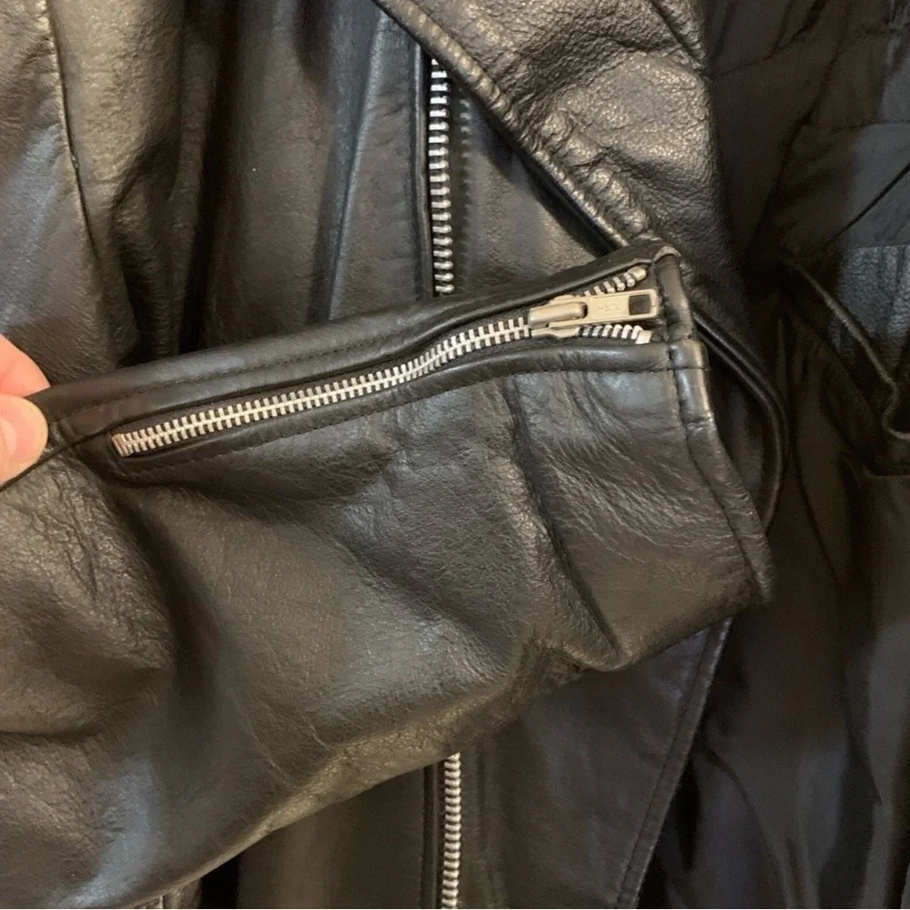 Vtg Open Road Black Leather Jacket Harley Davidson Wings Patch Men’s Sz 46 XL